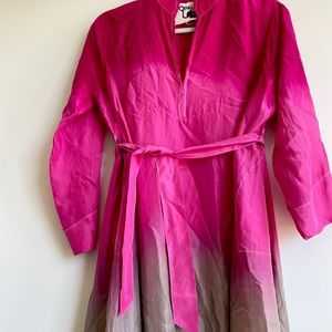 Pink and brown ombré light silk tunic dress by Opaline